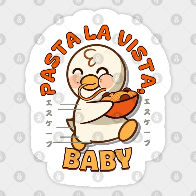 pasta la vista baby, duck, pun phrase Sticker by antcpjr682-mariartsdesigns
